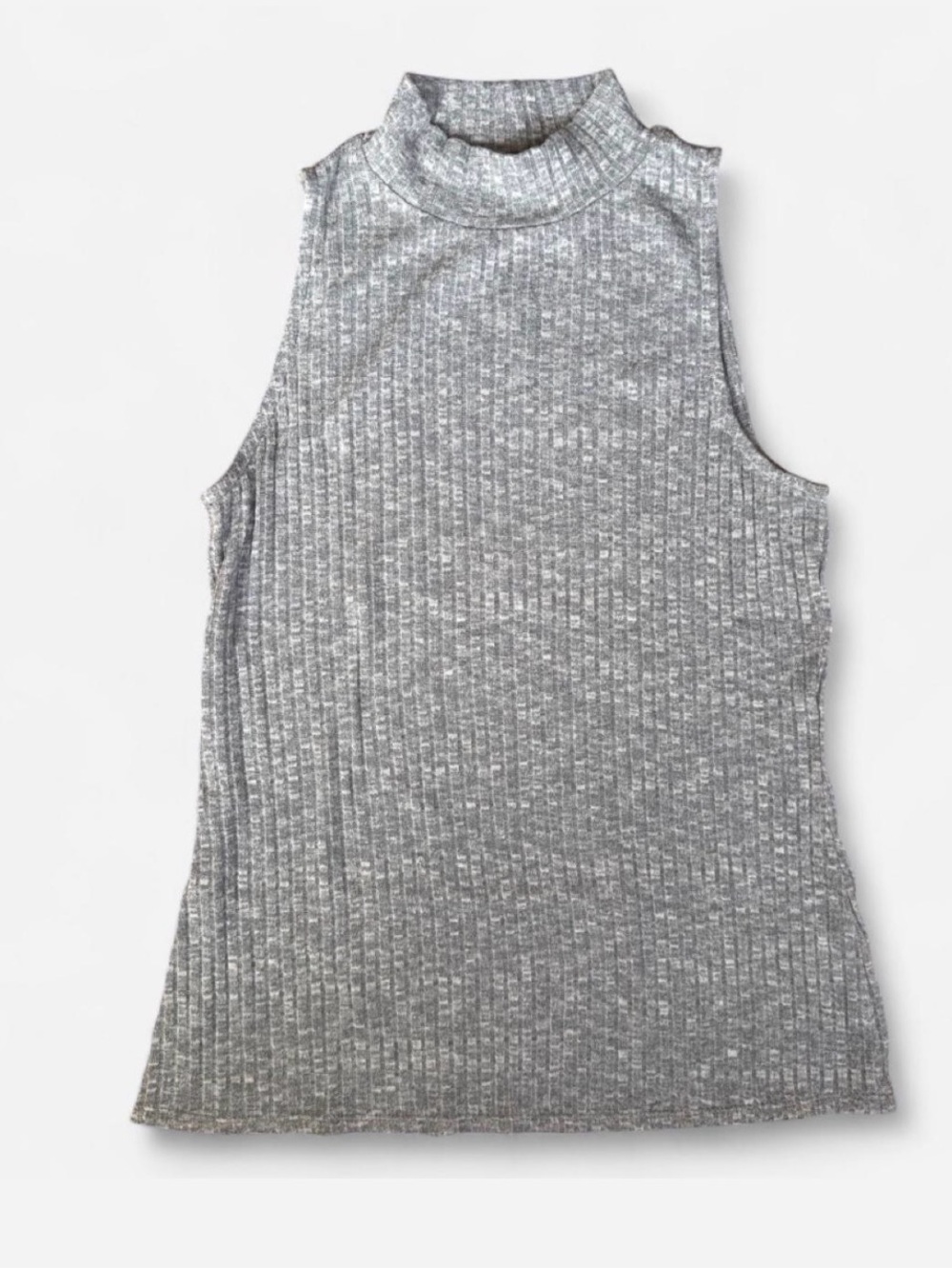 Kensie heathered grey ribbed sleeveless mockneck tank top size small